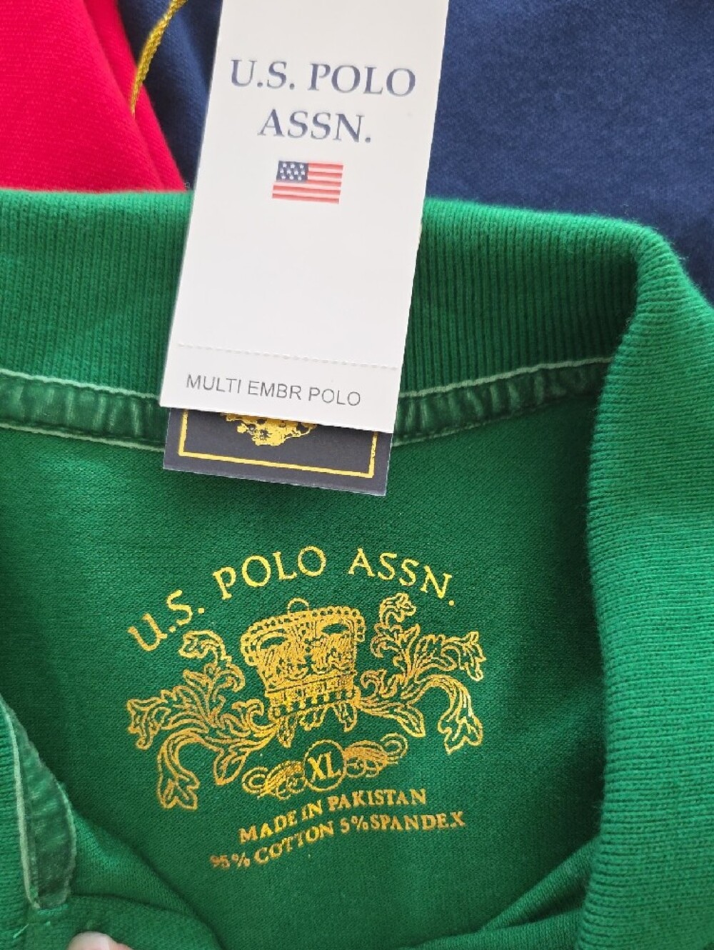 U.S. Polo Assn. Classic Polo Shirts in Red, Green & Navy 3 Pack New With Tags XL - Picture 2 of 9